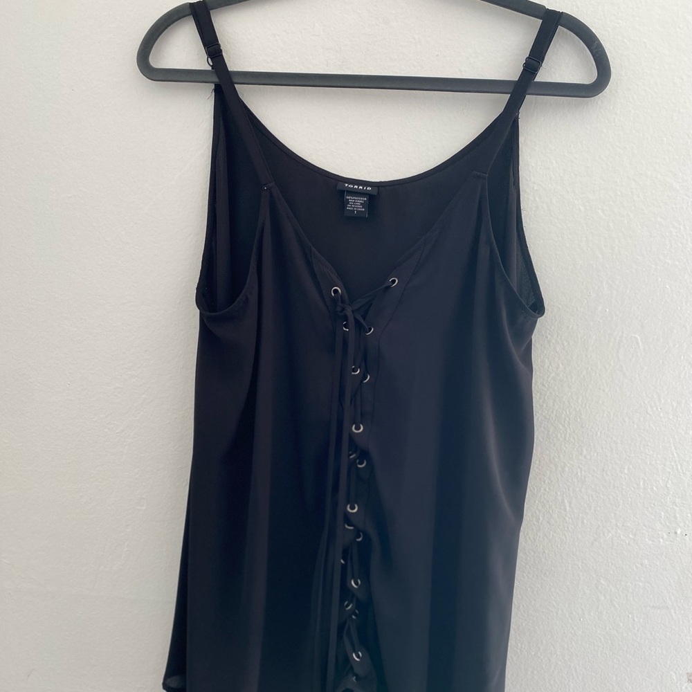 Black Tunic Lace Up Cami- Size 1X- Torrid